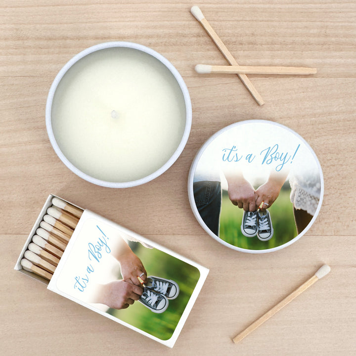 Personalized Candles, Unique Baby Shower Favors, Bulk Candles, Create-Your-Own Baby Shower Candles, 2oz Mini Lavender White Candles