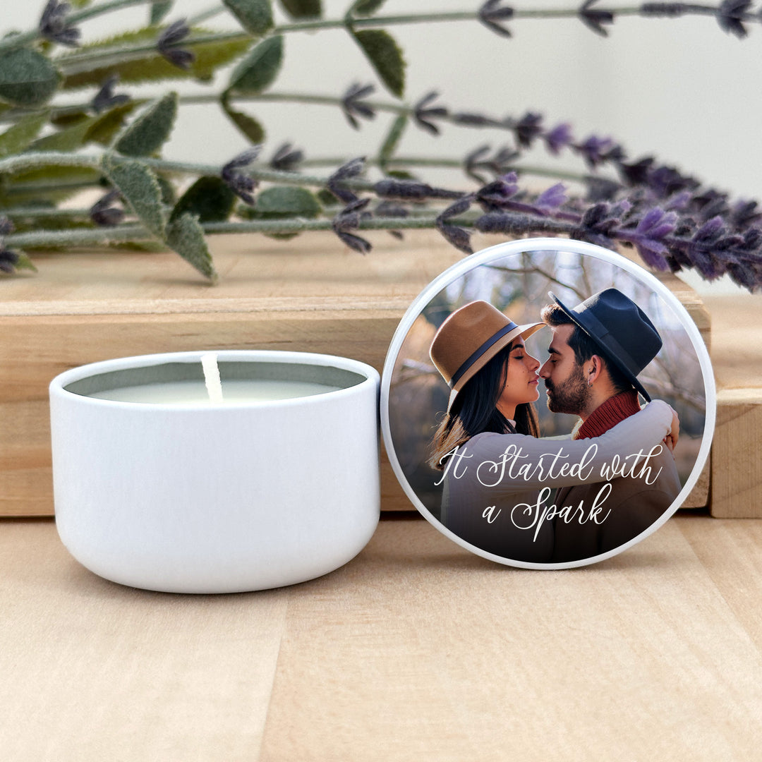 Personalized Candles, Bulk Wedding Favors, Create-Your-Own Custom Wedding Candles, 2oz Mini Lavender White Candles