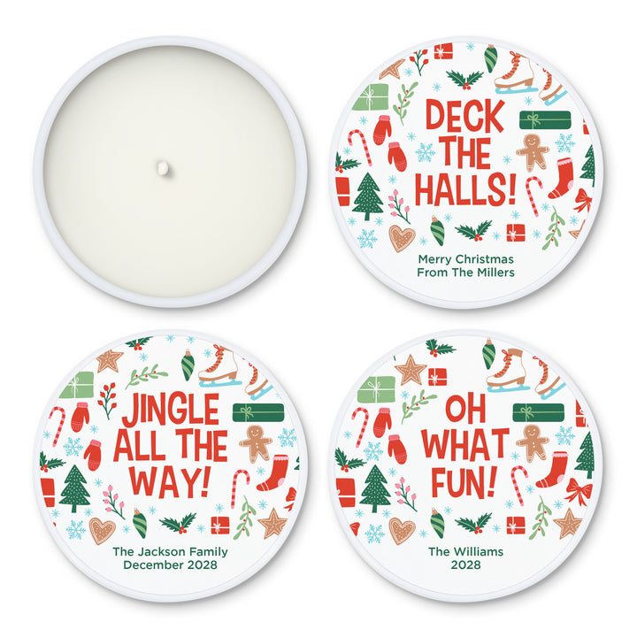 Custom Candles, Candle Favors, Unique Stocking Stuffers, Christmas Pattern, 2oz Mini Lavender Candles