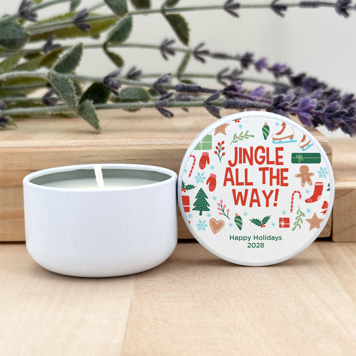 Custom Candles, Candle Favors, Unique Stocking Stuffers, Christmas Pattern, 2oz Mini Lavender Candles