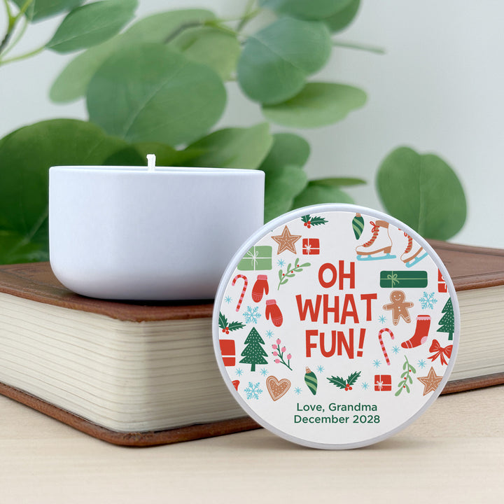 Custom Candles, Candle Favors, Unique Stocking Stuffers, Christmas Pattern, 2oz Mini Lavender Candles