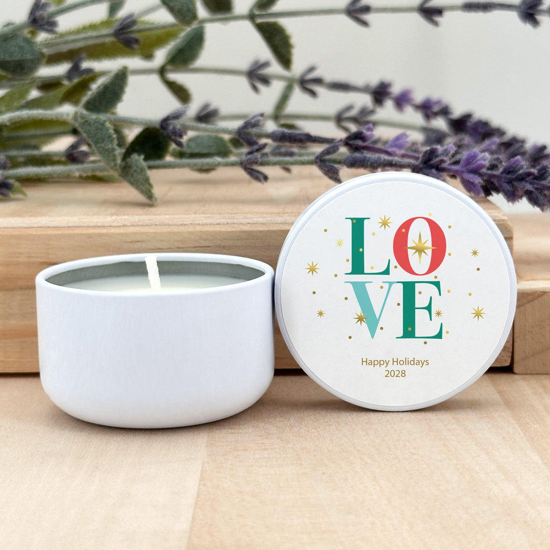 Custom Candles, Candle Favors, Unique Stocking Stuffers, Christmas Sparkle, 2oz Mini Lavender Candles