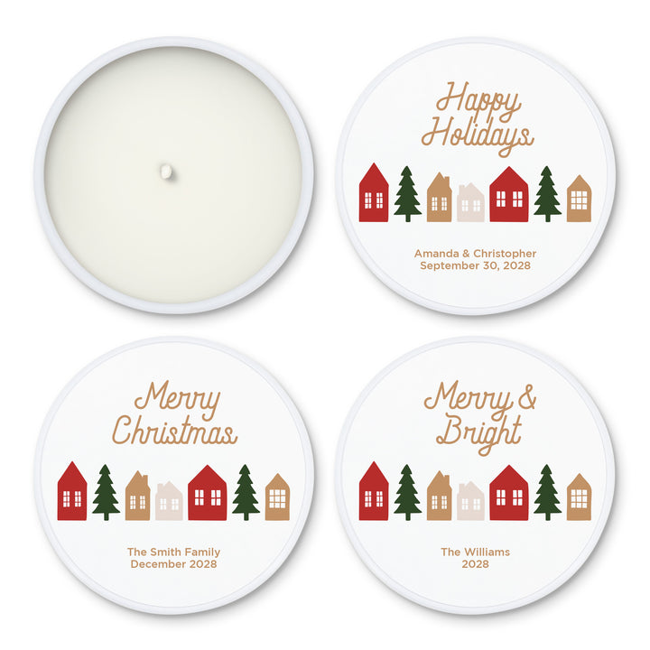 Custom Candles, Candle Favors, Unique Stocking Stuffers, Christmas Village, 2oz Mini Lavender Candles