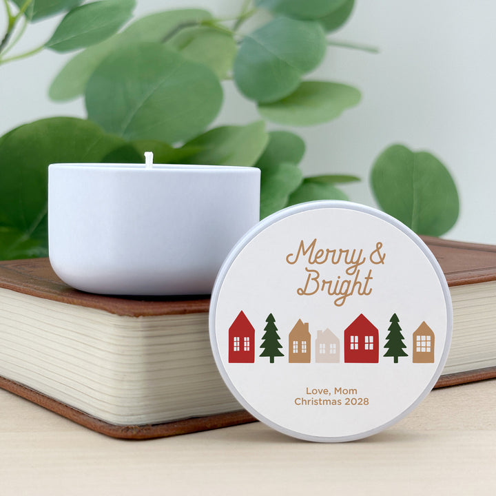 Custom Candles, Candle Favors, Unique Stocking Stuffers, Christmas Village, 2oz Mini Lavender Candles