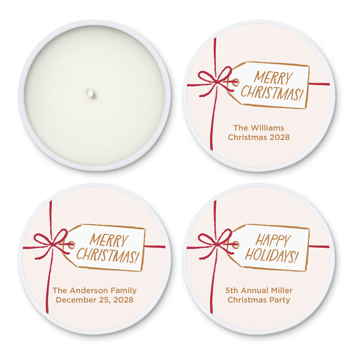 Custom Candles, Candle Favors, Unique Stocking Stuffers, Ribbon Bow Gift Tag, 2oz Mini Lavender Candles