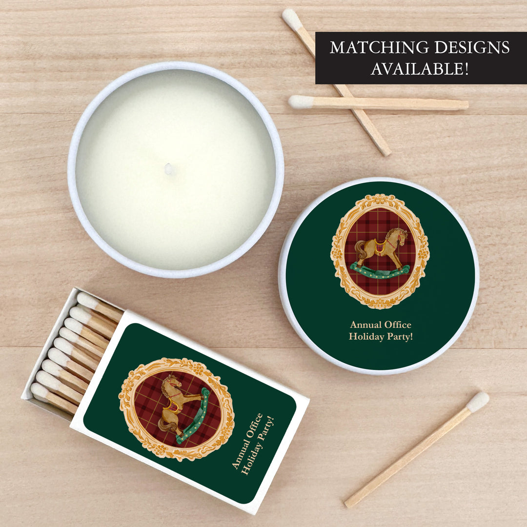 Christmas Party Favors, Custom Holiday Candle Favors, Gold Frame 2oz Mini Lavender Candles