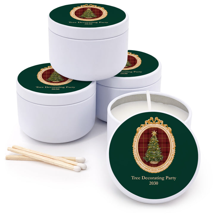 Christmas Party Favors, Custom Holiday Candle Favors, Gold Frame 2oz Mini Lavender Candles