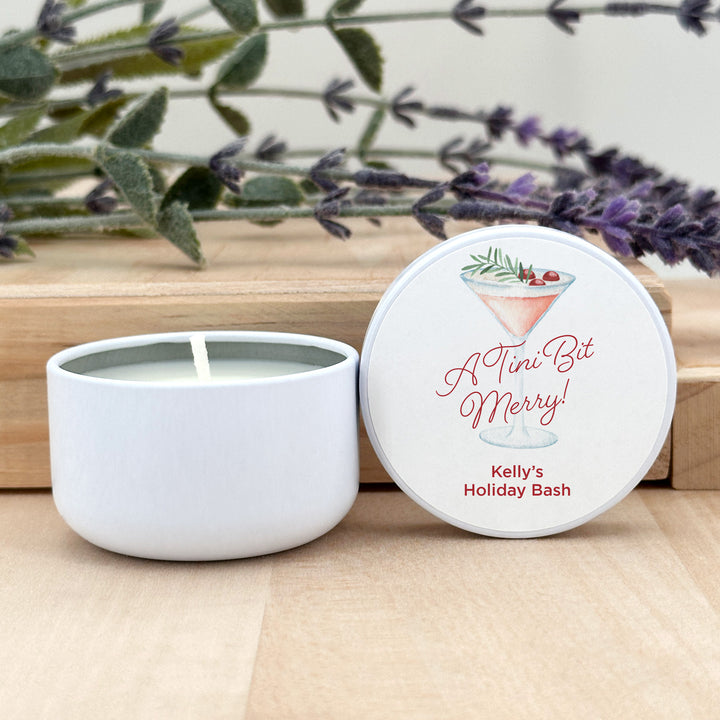 Watercolor Holiday Cocktail 2oz Mini Lavender Candles