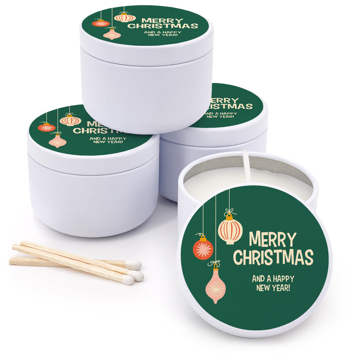 Holiday Party Favors, Custom Christmas Candle Favors, Mid-Century Christmas Candles, 2oz Mini Lavender Candles
