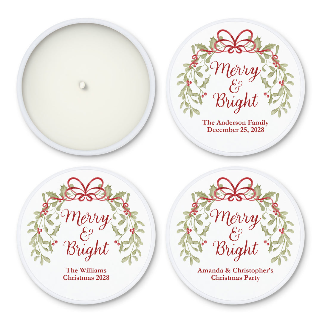 Merry & Bright, Mistletoe & Bows 2oz Mini Lavender Candles
