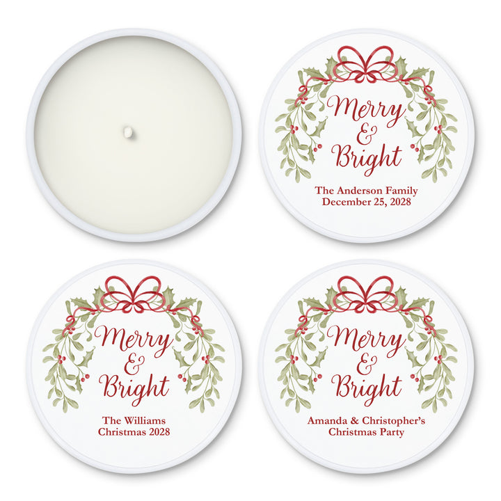 Merry & Bright, Mistletoe & Bows 2oz Mini Lavender Candles