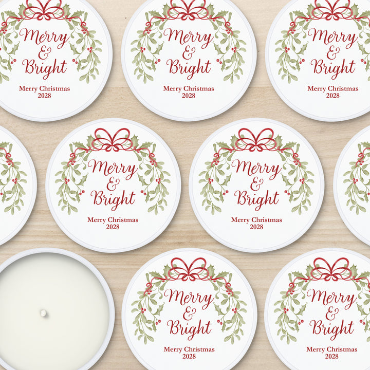 Merry & Bright, Mistletoe & Bows 2oz Mini Lavender Candles