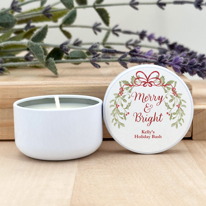 Merry & Bright, Mistletoe & Bows 2oz Mini Lavender Candles