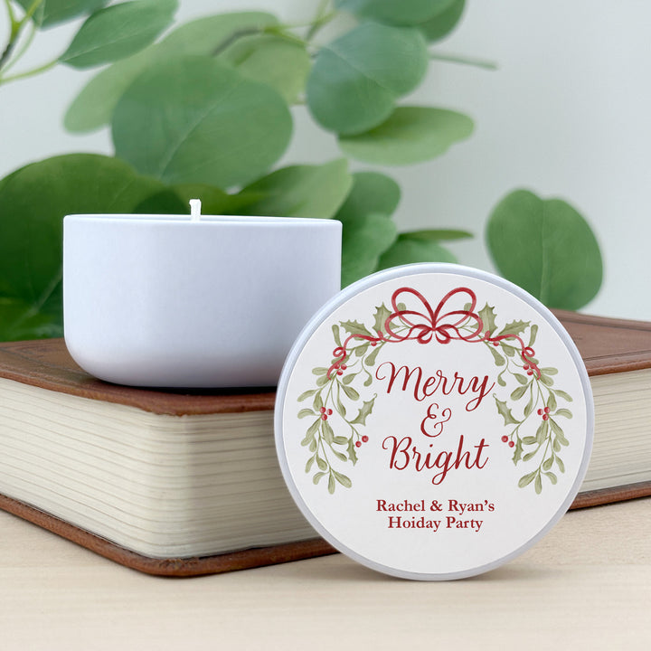 Merry & Bright, Mistletoe & Bows 2oz Mini Lavender Candles