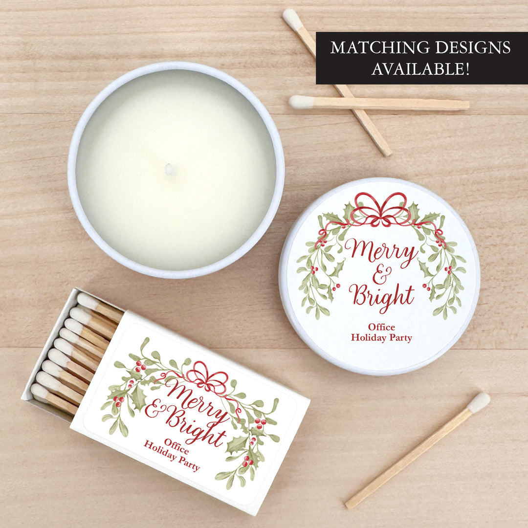 Merry & Bright, Mistletoe & Bows 2oz Mini Lavender Candles