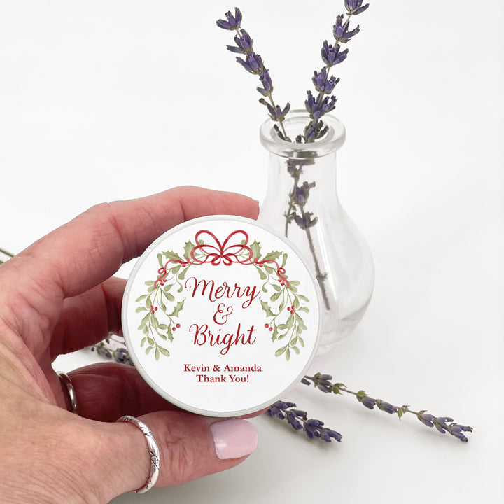 Merry & Bright, Mistletoe & Bows 2oz Mini Lavender Candles