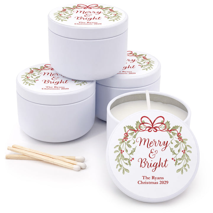 Merry & Bright, Mistletoe & Bows 2oz Mini Lavender Candles