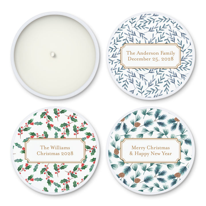 Custom Candles, Candle Favors, Unique Stocking Stuffers, Winter Patterns, 2oz Mini Lavender Candles