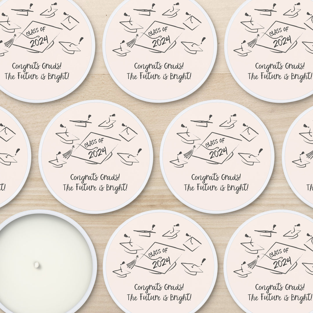 Unique Graduation Favors, Personalized Candles, Grad Party Favors, Hand Drawn Cap Mortarboard Sketch, 2oz Mini Lavender Candles