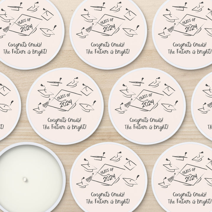 Unique Graduation Favors, Personalized Candles, Grad Party Favors, Hand Drawn Cap Mortarboard Sketch, 2oz Mini Lavender Candles