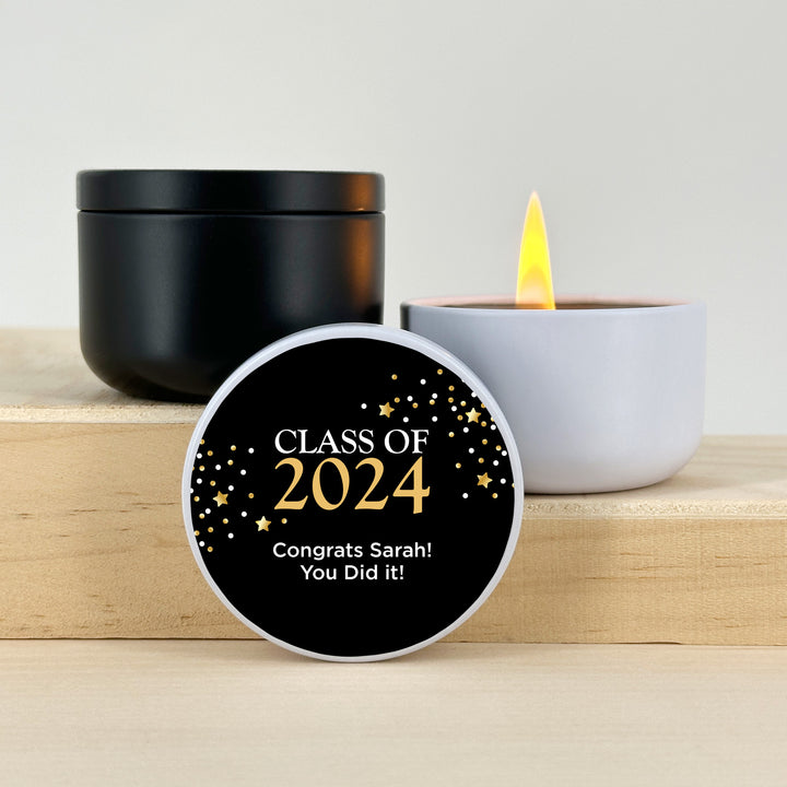 Unique Graduation Favors, Personalized Candles, Grad Party Favors, Congrats Grad Confetti Stars, 2oz Mini Lavender Candles