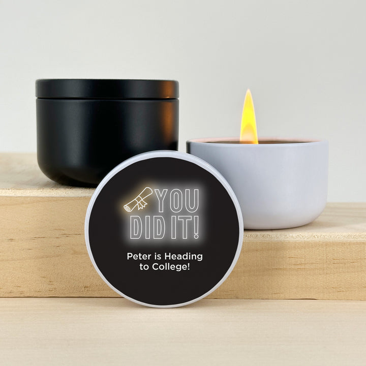 Unique Graduation Favors, Personalized Candles, Grad Party Favors, Neon Disco Grad, 2oz Mini Lavender Candles