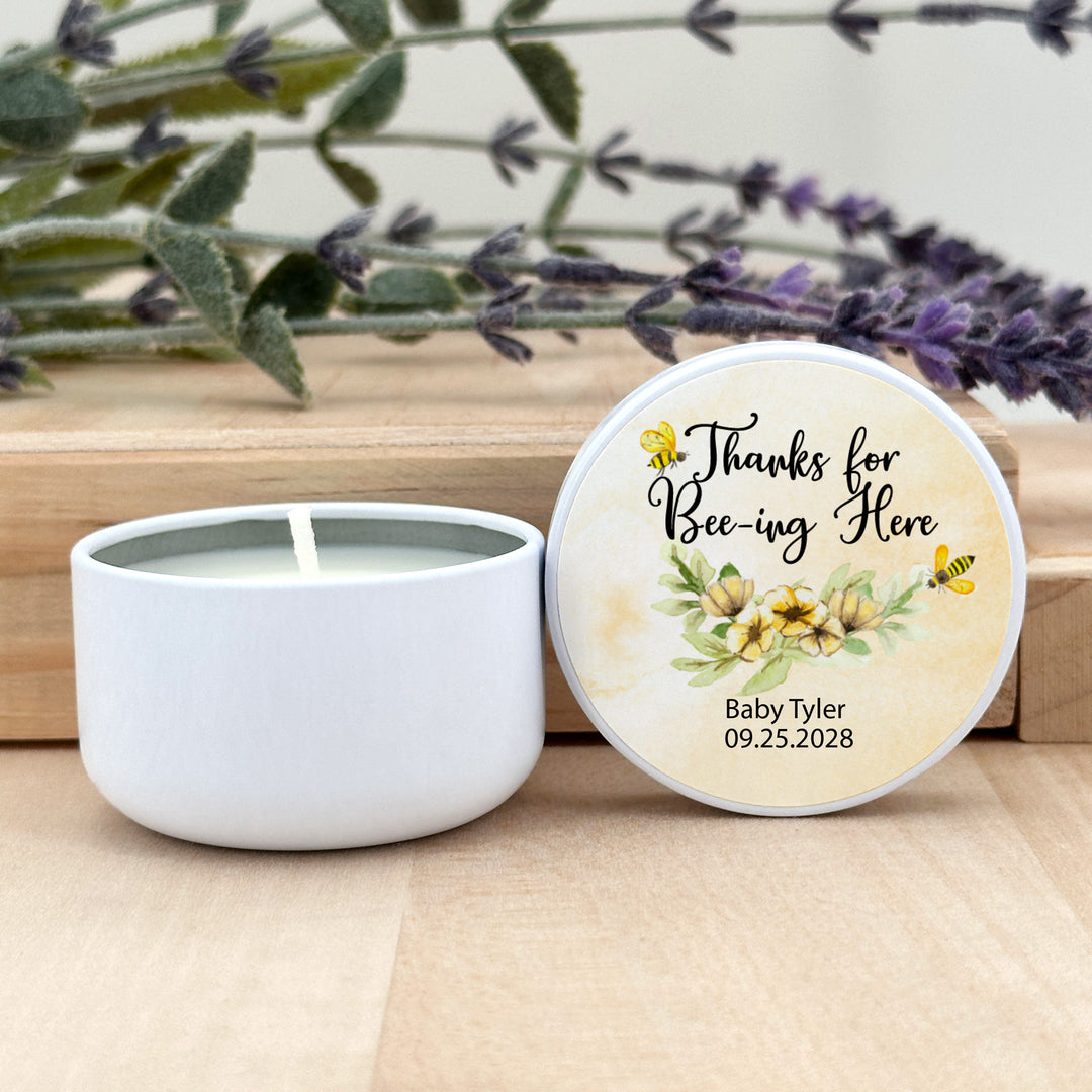 Custom Candles, Baby Shower Candle Favors, Bee Themed Baby Shower, 2oz Mini Lavender Candles