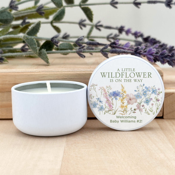 A Little Wildflower is on the Way, 2oz Mini Lavender Candles