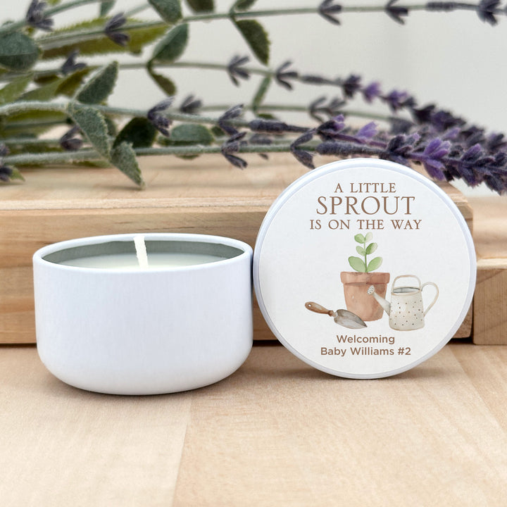 A Little Sprout is on the Way, 2oz Mini Lavender Candles