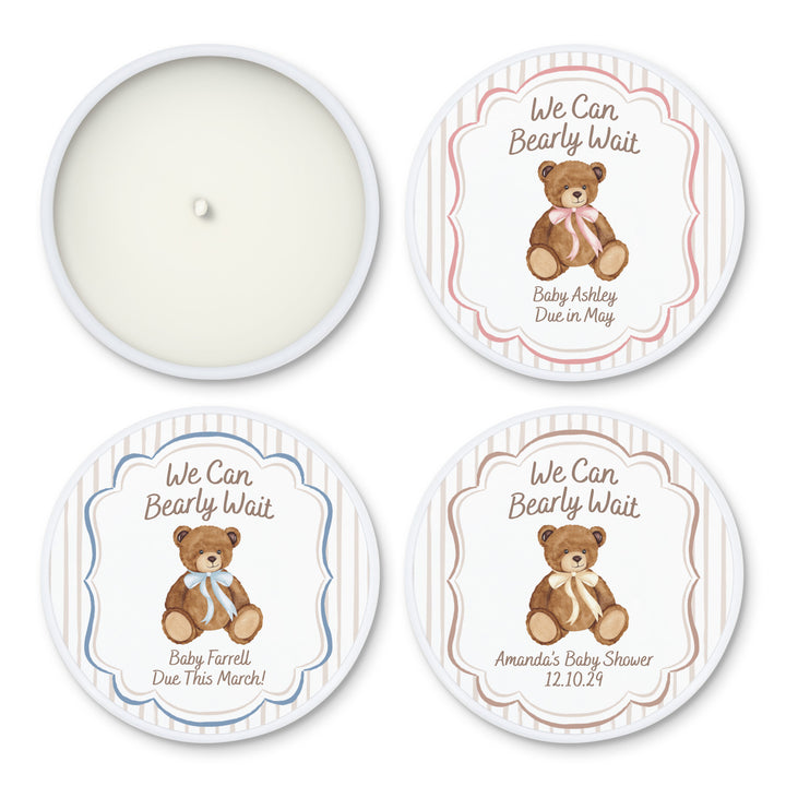 We Can Bearly Wait, Watercolor Bear, 2oz Mini Lavender Candles
