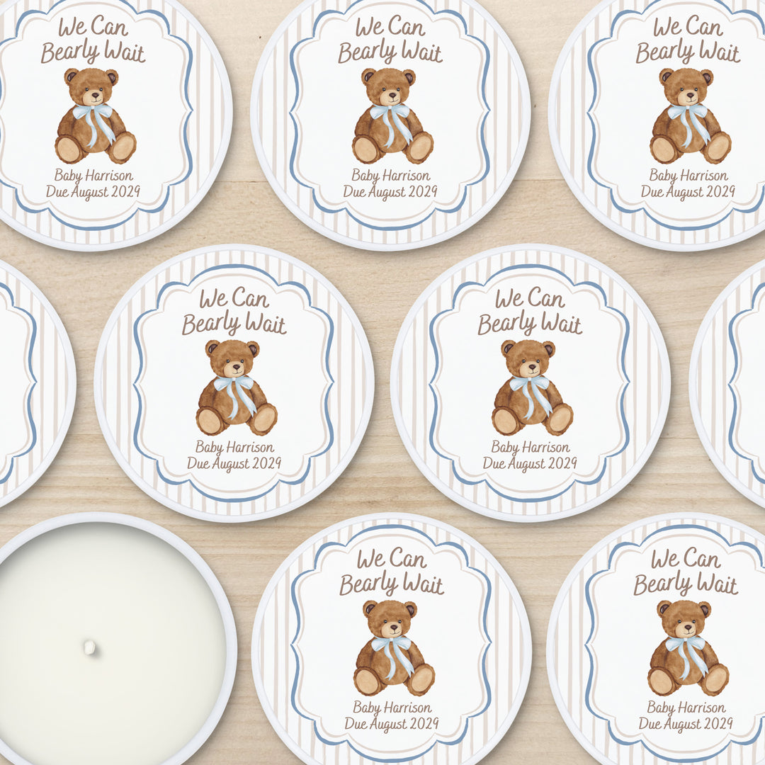 We Can Bearly Wait, Watercolor Bear, 2oz Mini Lavender Candles