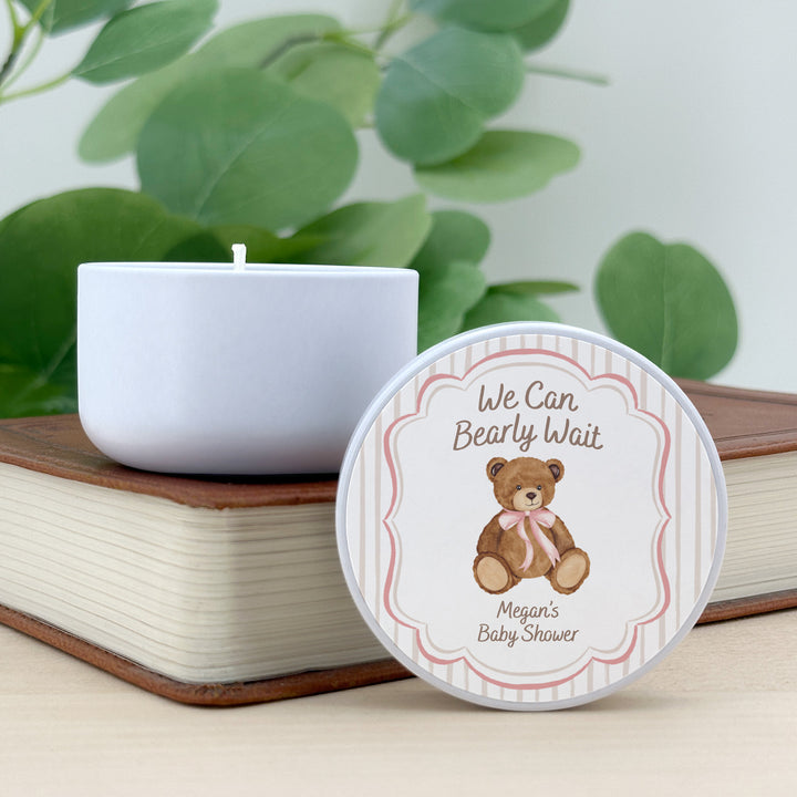 We Can Bearly Wait, Watercolor Bear, 2oz Mini Lavender Candles