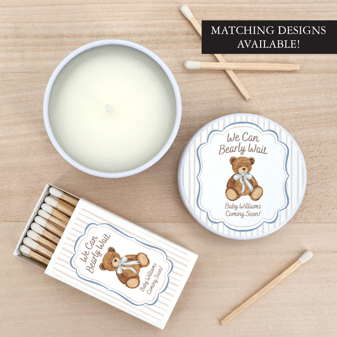 We Can Bearly Wait, Watercolor Bear, 2oz Mini Lavender Candles