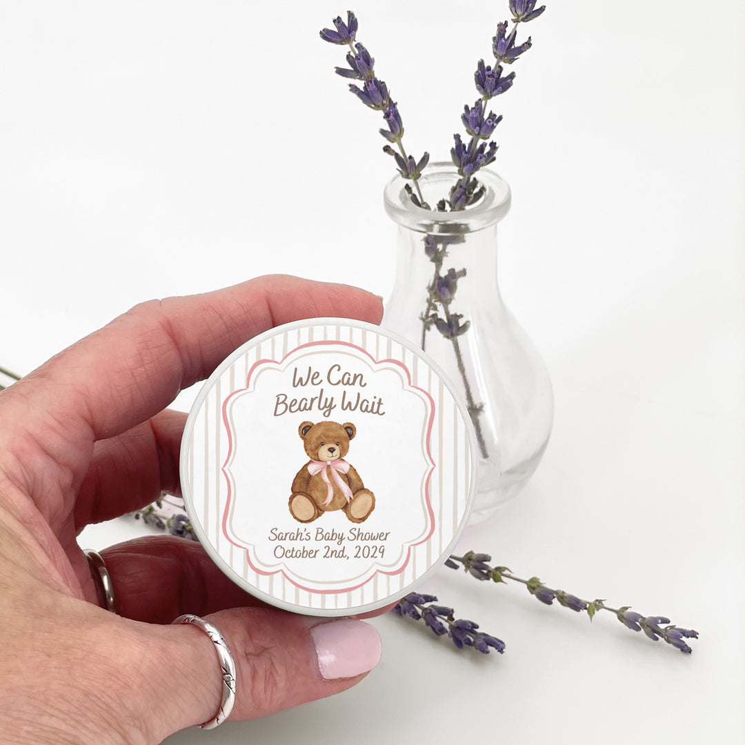 We Can Bearly Wait, Watercolor Bear, 2oz Mini Lavender Candles