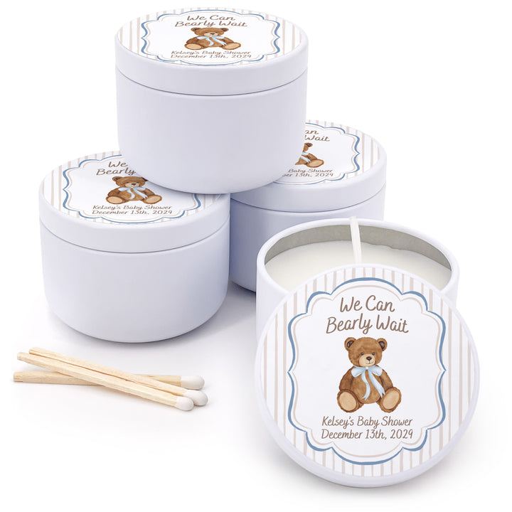 We Can Bearly Wait, Watercolor Bear, 2oz Mini Lavender Candles
