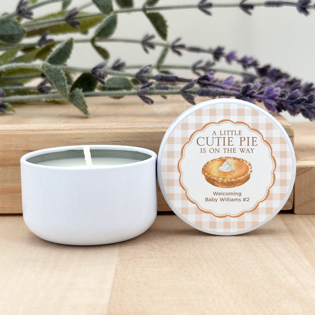 A Little Cutie Pie is on the Way, Baby Shower Candle Favors, 2oz Mini Lavender Candles