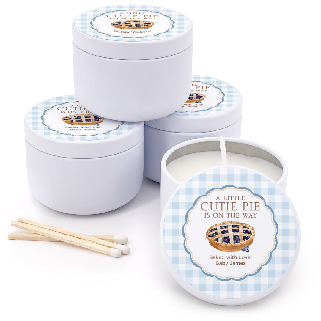 A Little Cutie Pie is on the Way, Baby Shower Candle Favors, 2oz Mini Lavender Candles