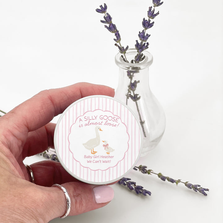A Silly Goose is Almost Loose, Baby Shower Candle Favors, 2oz Mini Lavender Candles
