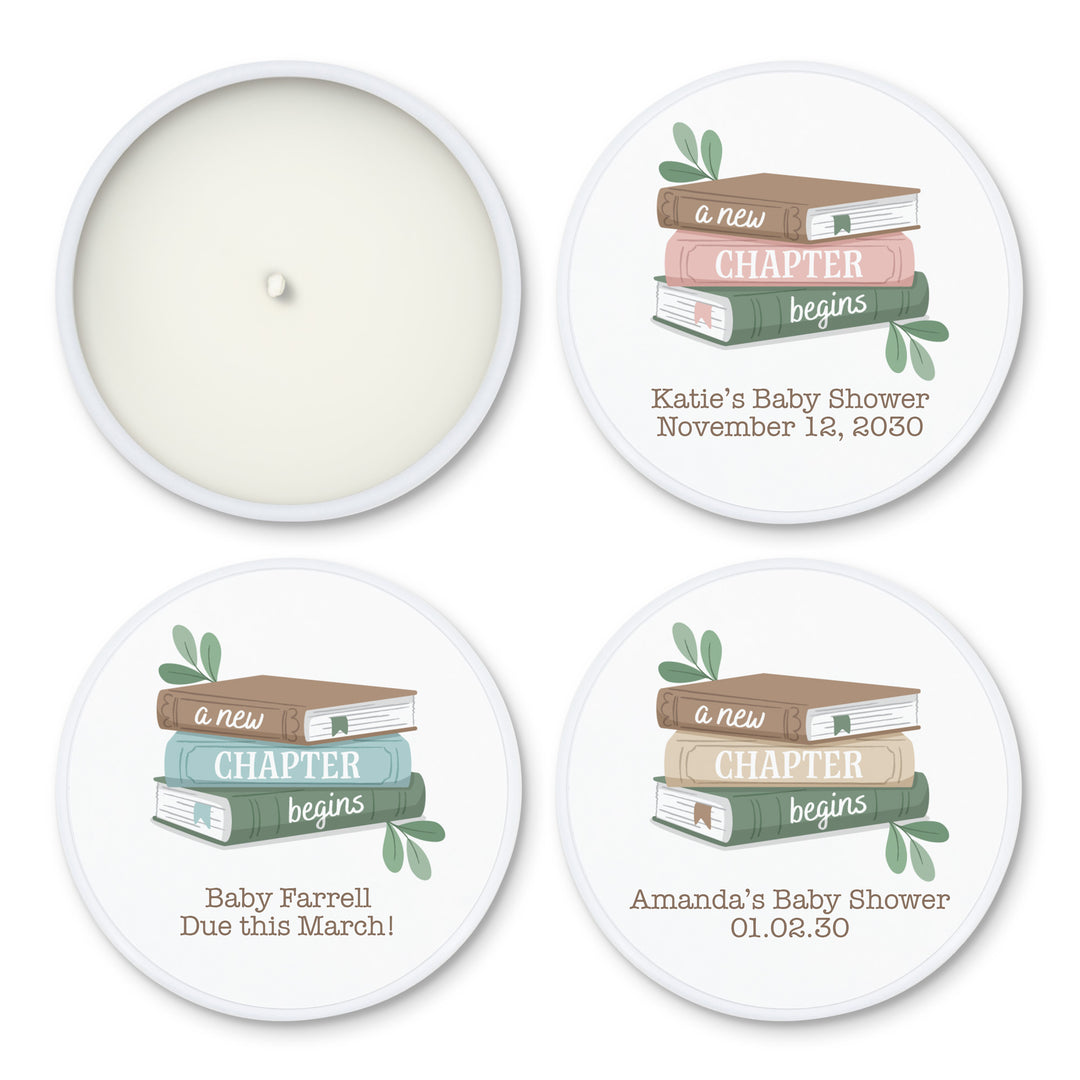 A New Chapter Begins, Book Themed Baby Shower, Baby Shower Candle Favors, 2 oz Lavender Soy Candle