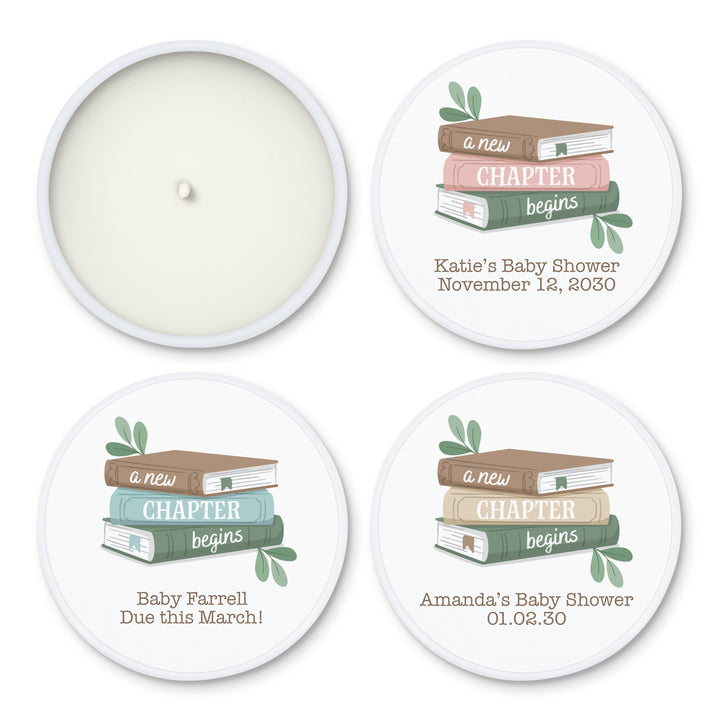 A New Chapter Begins, Book Themed Baby Shower, Baby Shower Candle Favors, 2 oz Lavender Soy Candle