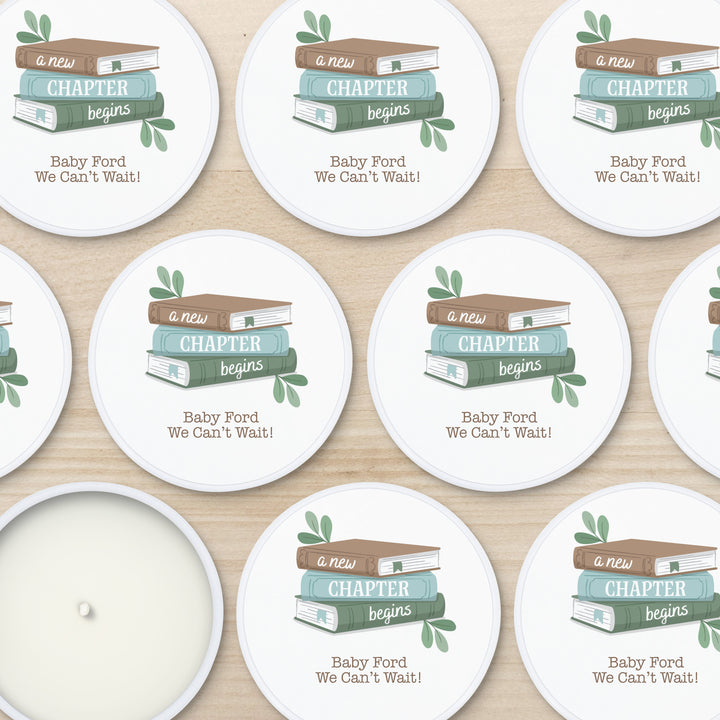 A New Chapter Begins, Book Themed Baby Shower, Baby Shower Candle Favors, 2 oz Lavender Soy Candle