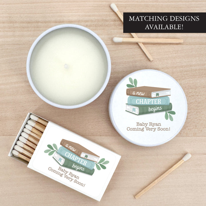 A New Chapter Begins, Book Themed Baby Shower, Baby Shower Candle Favors, 2 oz Lavender Soy Candle