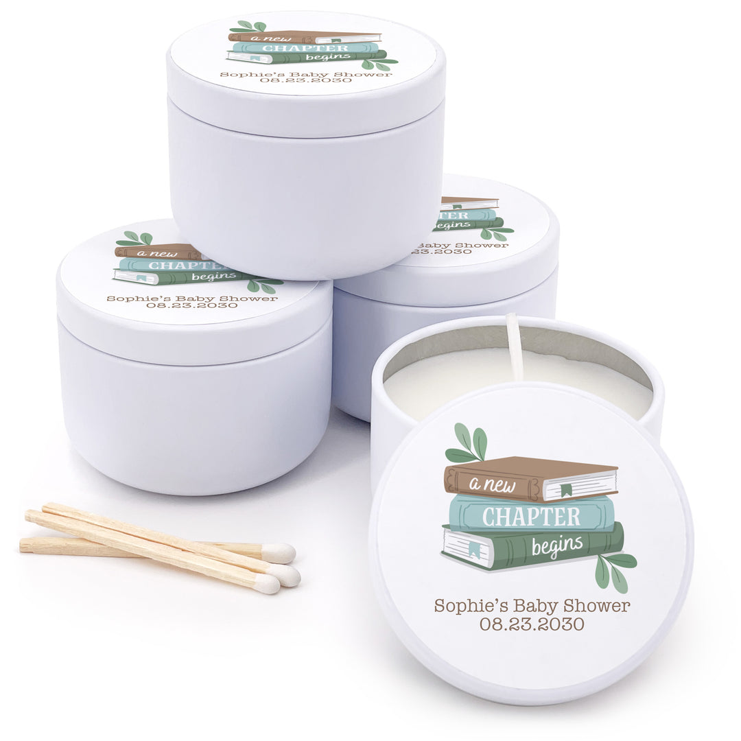 A New Chapter Begins, Book Themed Baby Shower, Baby Shower Candle Favors, 2 oz Lavender Soy Candle