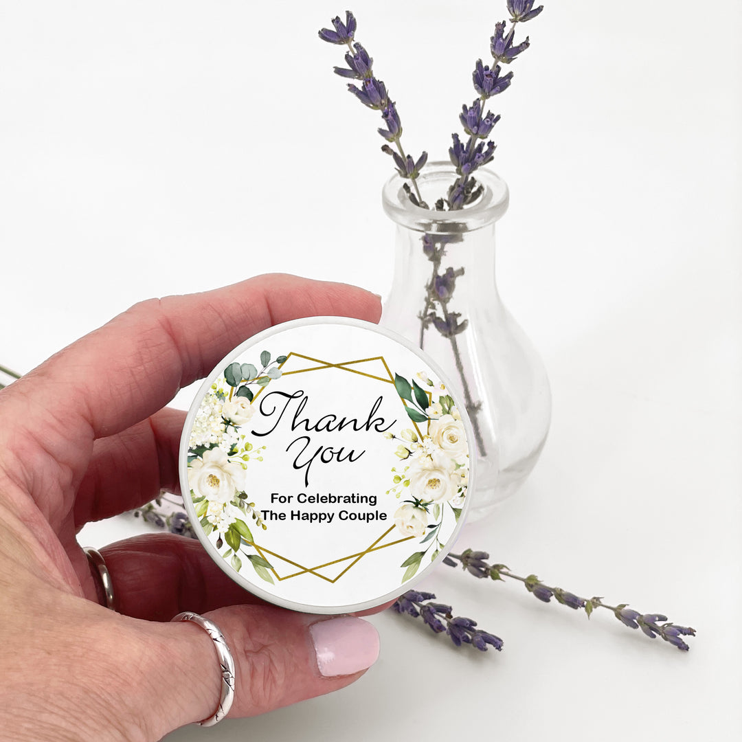 Bulk Wedding Favors, Custom Candles, Geometric Floral, 2oz Mini Lavender Candles