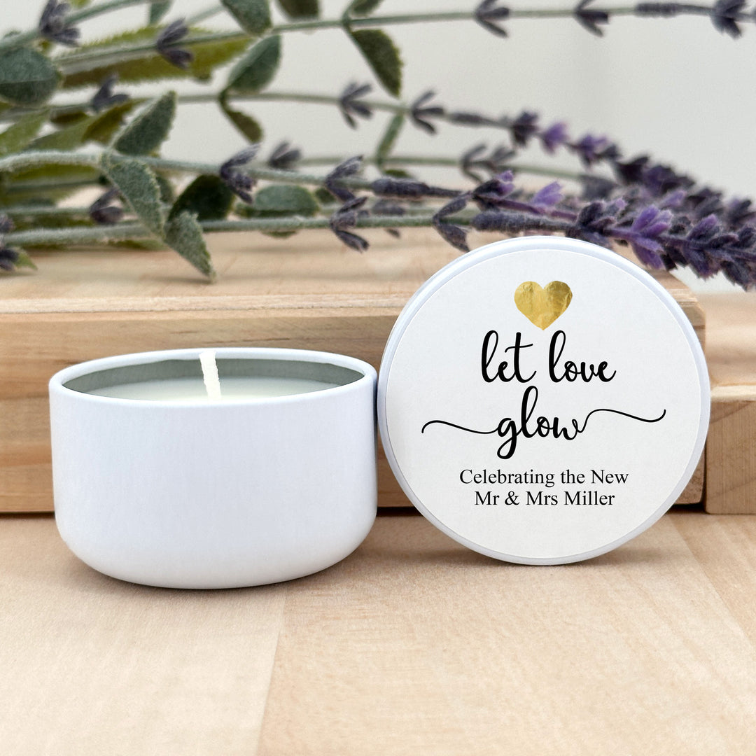 Bulk Wedding Favors, Unique Wedding Favors, Custom Candles, Gold Heart, 2oz Mini Lavender Candles