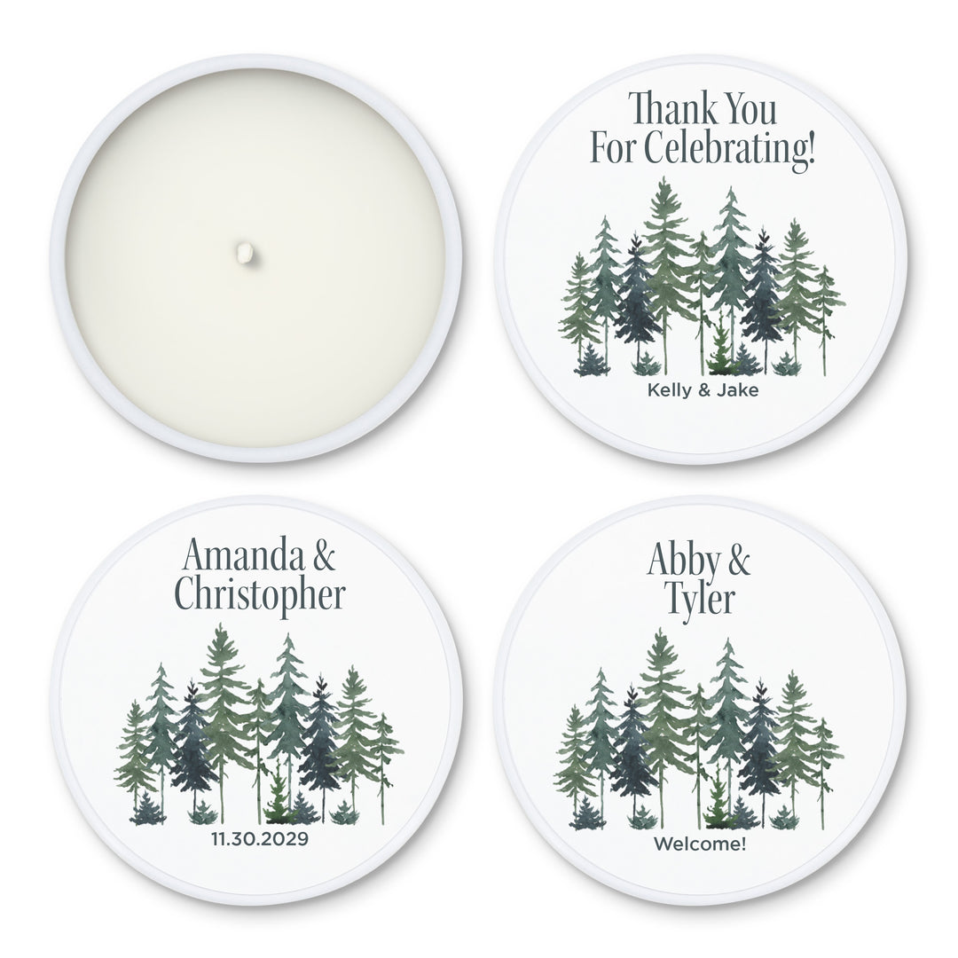 Watercolor Pine Trees 2oz Mini Lavender Candles