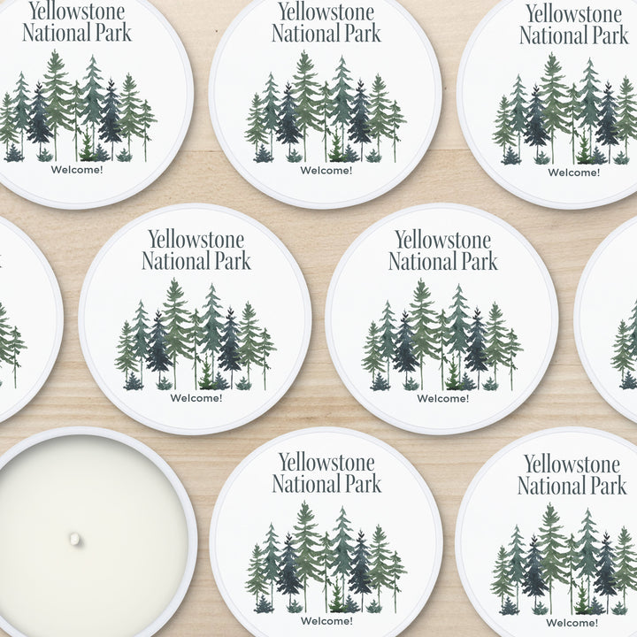 Watercolor Pine Trees 2oz Mini Lavender Candles