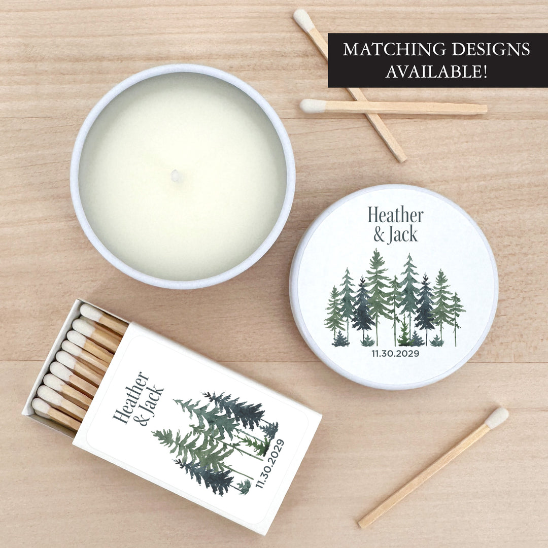 Watercolor Pine Trees 2oz Mini Lavender Candles