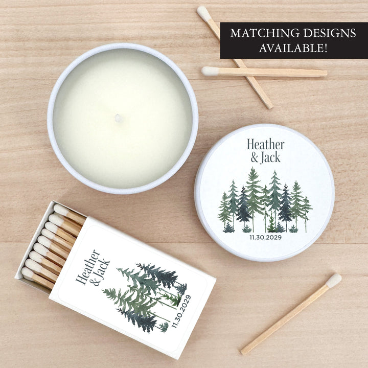 Watercolor Pine Trees 2oz Mini Lavender Candles