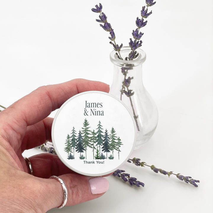 Watercolor Pine Trees 2oz Mini Lavender Candles